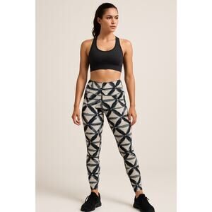 Abstract Print Activewear Leggings Gray Black White Geometric Women’s Small